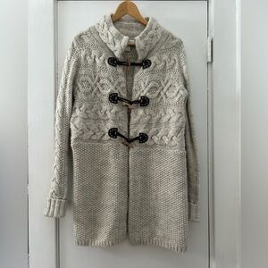 LOFT Cable Knit Toggle Cardigan - Cream